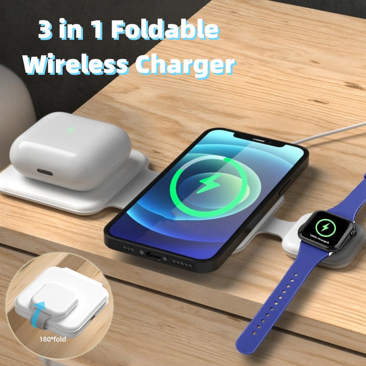 3-in-1 Magnetic Foldable Wireless Charging Station for iPhone, AirPods & Apple Watch